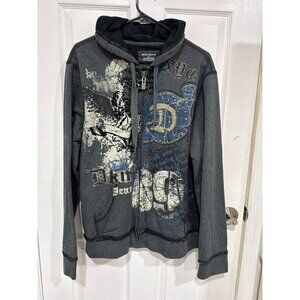 This is a DKNY Jeans graphic full-zip hoodie Size L